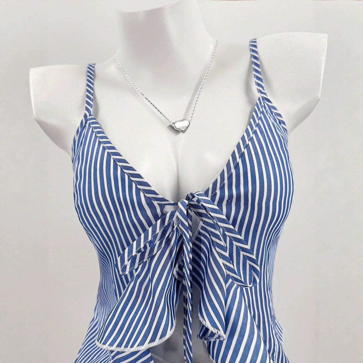 Fashion Sexy Hot Lace Up Sling Irregular Hem Backless Striped Tops