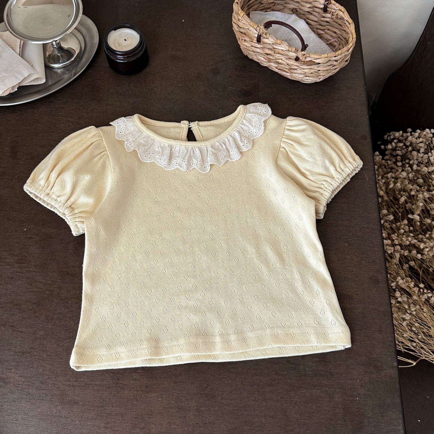 Summer Lace Collar Love Short Sleeve Bottoming Shirt Female Children's Suit