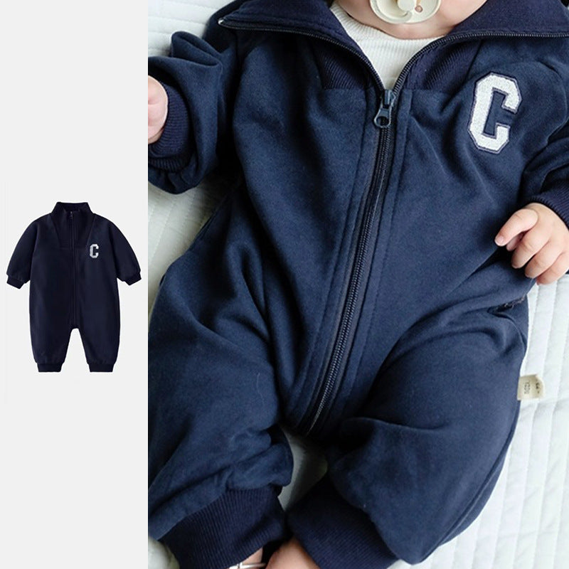 Letter Zipper Long Sleeve Born Type Crawling Going Out Jumpsuit, Climbing Suit