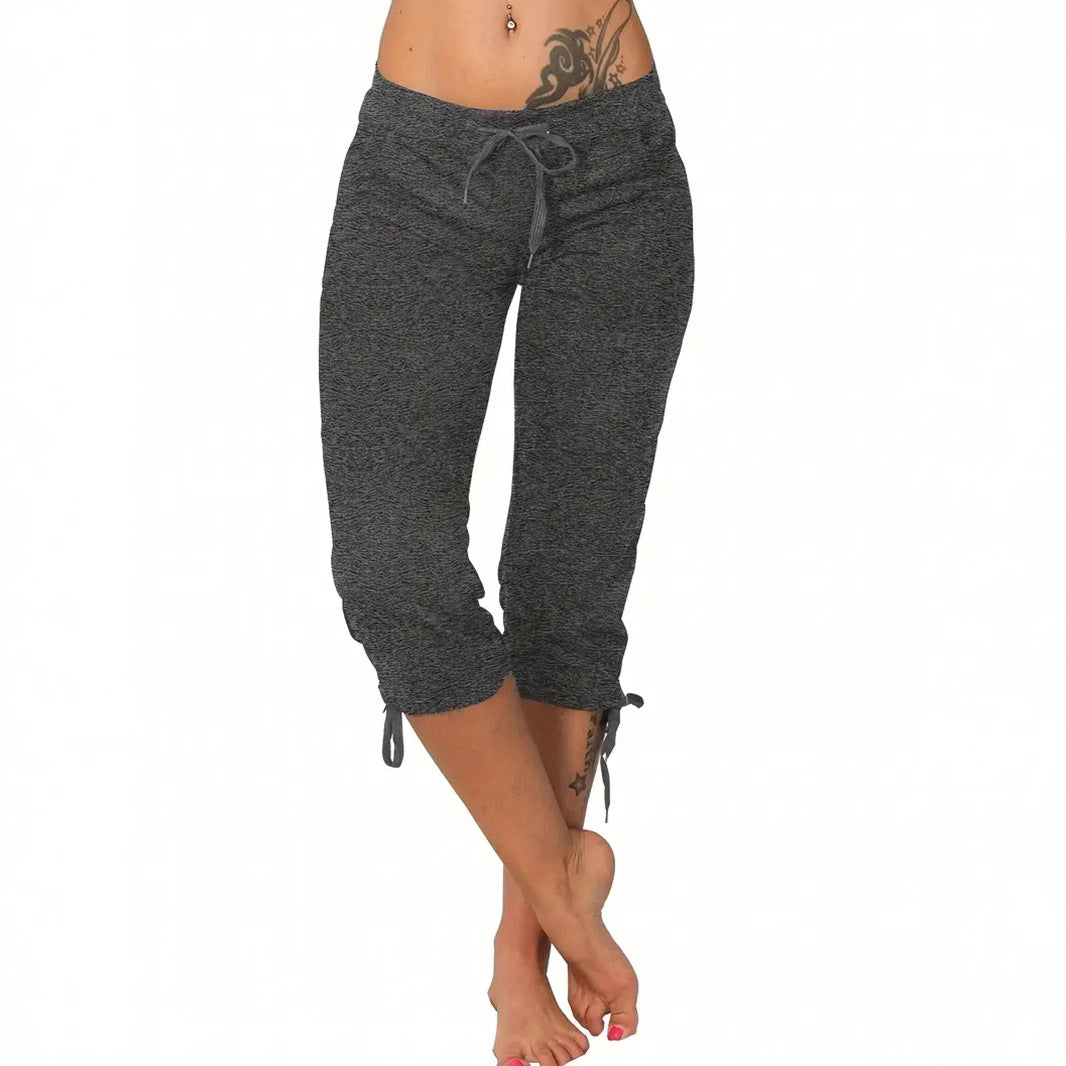 Women's Summer Tied Bow Solid Color Graceful Casual Pants