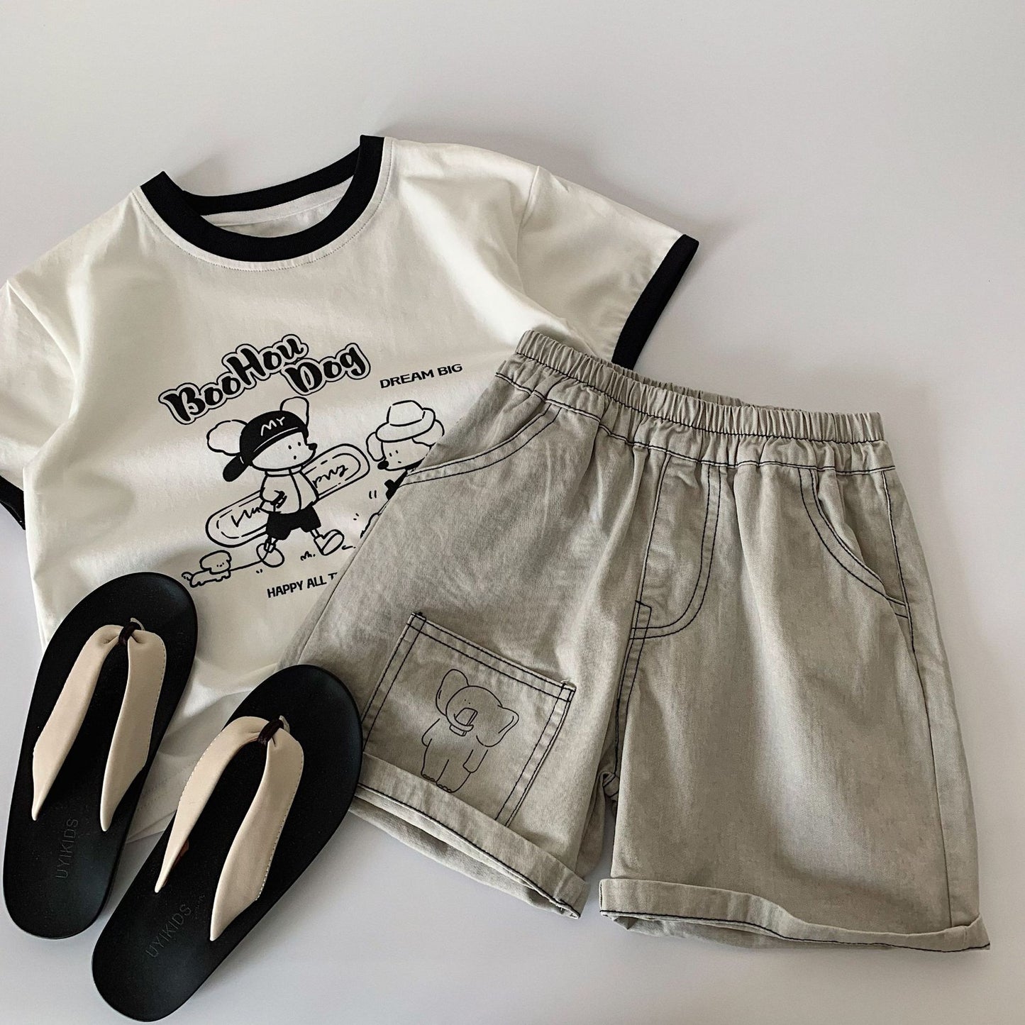 Children's Shorts Summer Korean Style Solid Color Faded Children's Pants