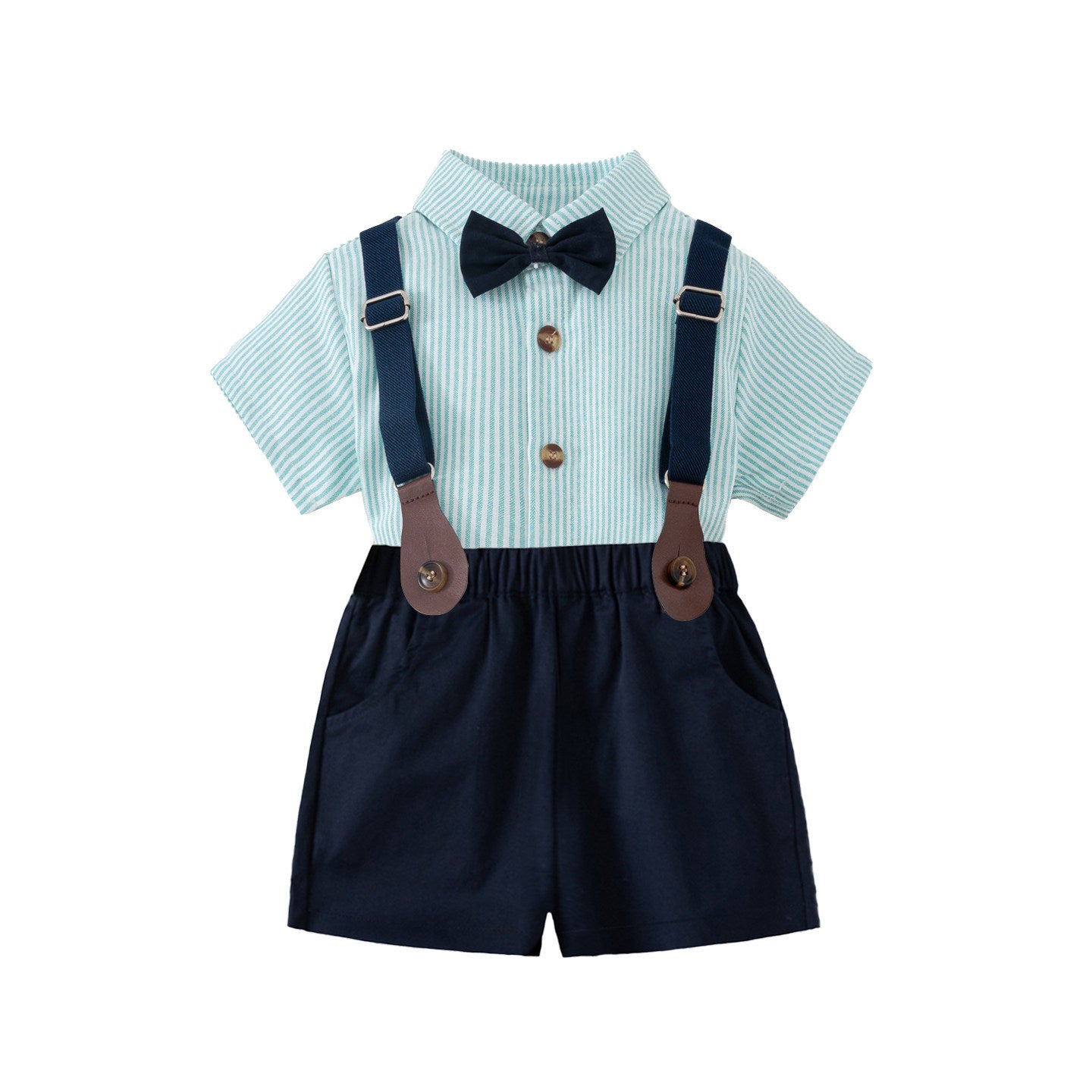 Children's Korean Style Little Master Overalls Dress Short Sleeve Children's Suit