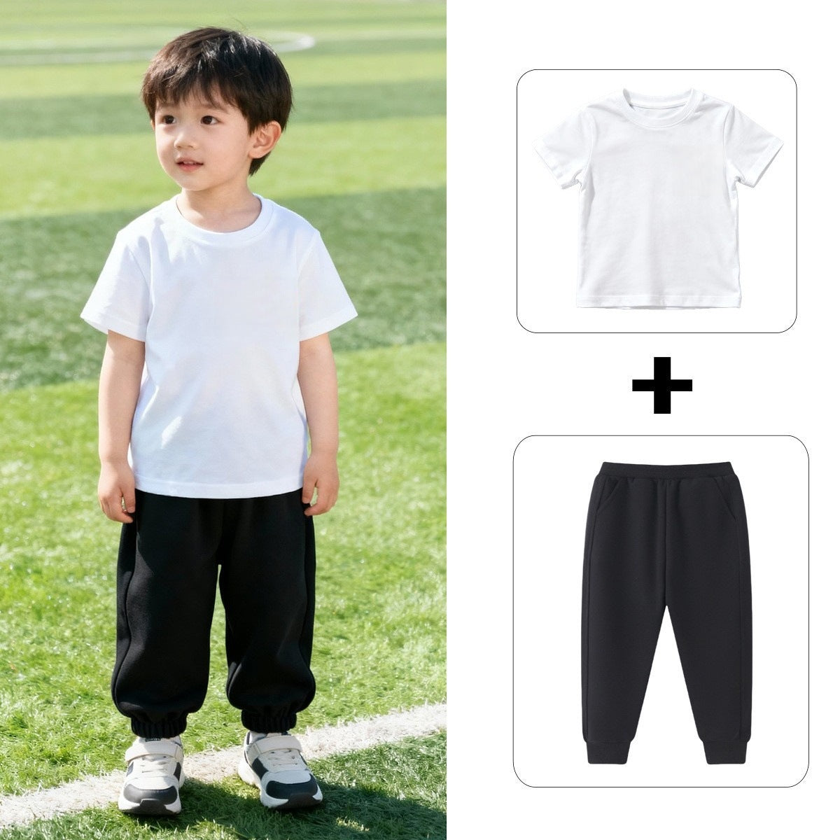Children's Chinese Dream White Short-sleeved Two-piece Suit Motherland Children's T-shirt