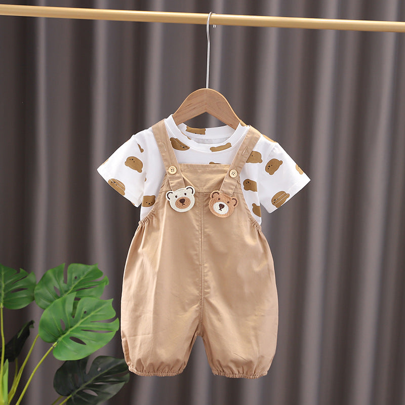 Children's Boys Suspender Summer Clothes Fashion Short Children's Suit