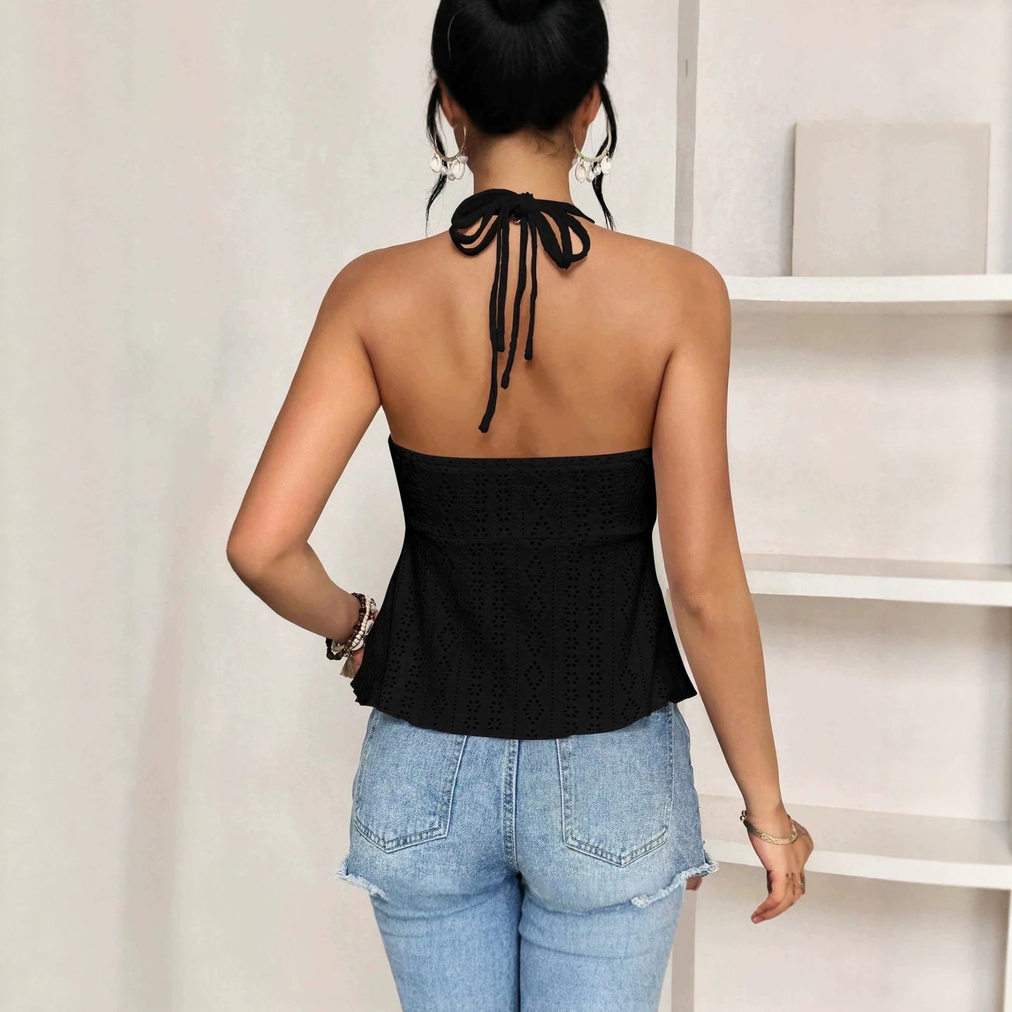 Women's Halter Spaghetti Straps Dignified Hollow Strap Small Vest/suspenders/tube Top