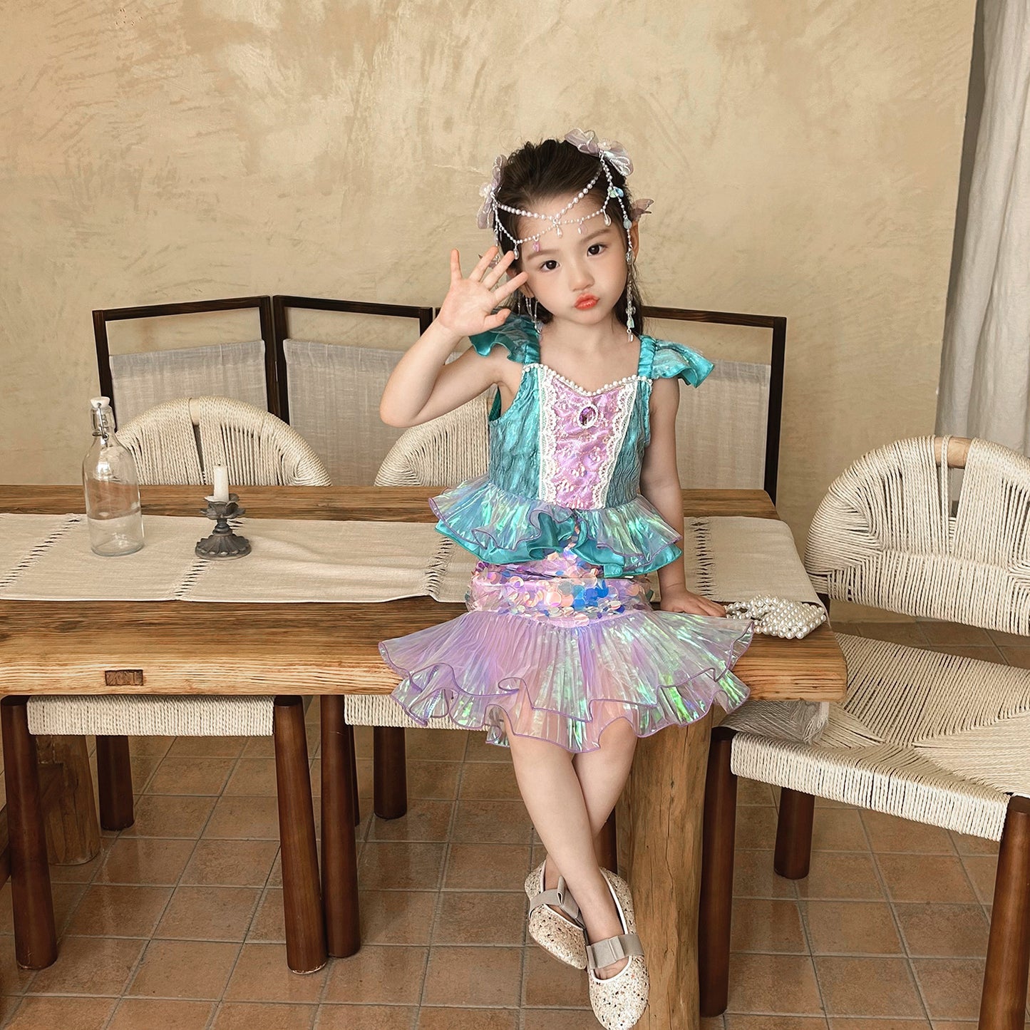 Children's Costume Sequined Fishtail Mermaid Princess Children's Dress
