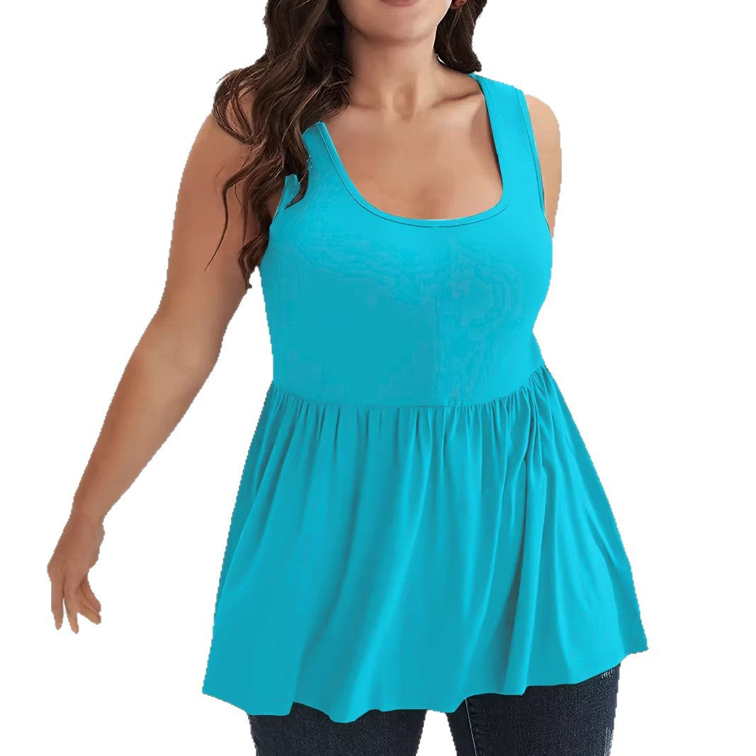 Women's Casual Solid Color Stitching Sleeveless Tops