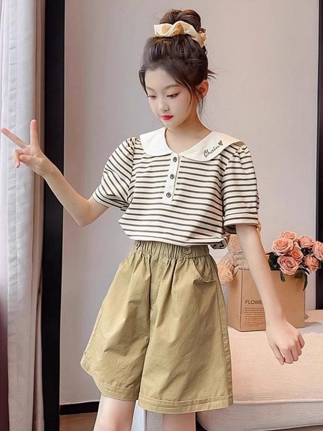 Children's Summer Peter Pan Collar Short Sleeve Western Style Children's Suit