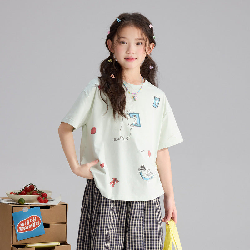 Children's Cartoon Printed Versatile Cool Summer Short-sleeved Children's T-shirt