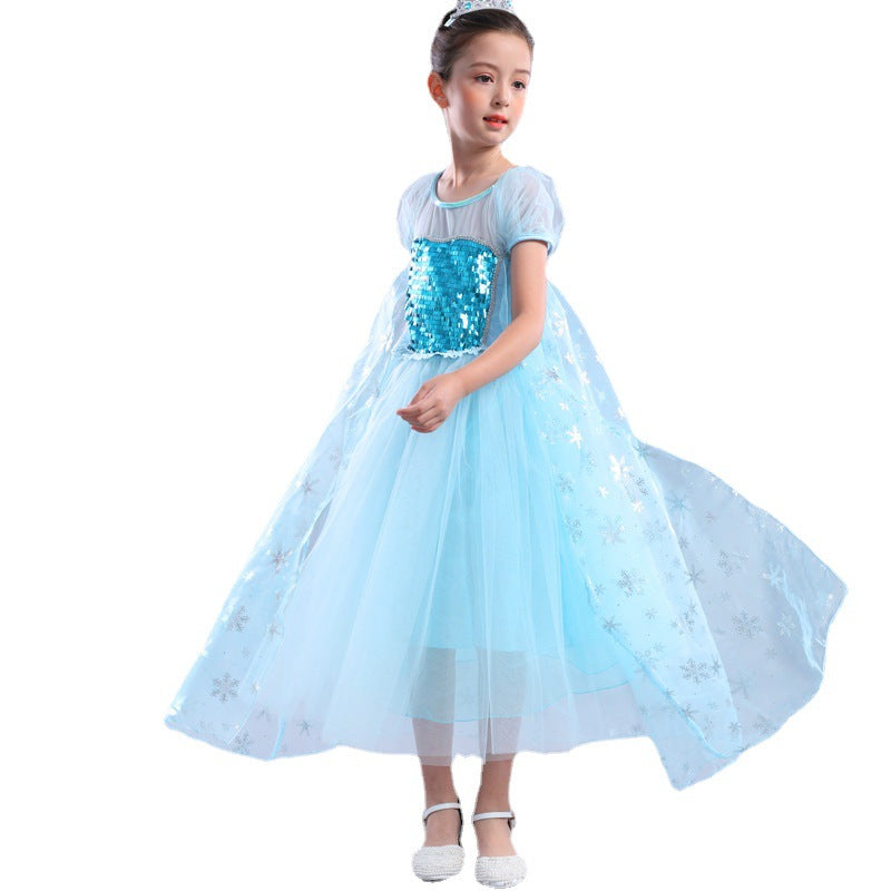 Children's Summer Princess Elsa Medium Large Birthday Day Children's Dress
