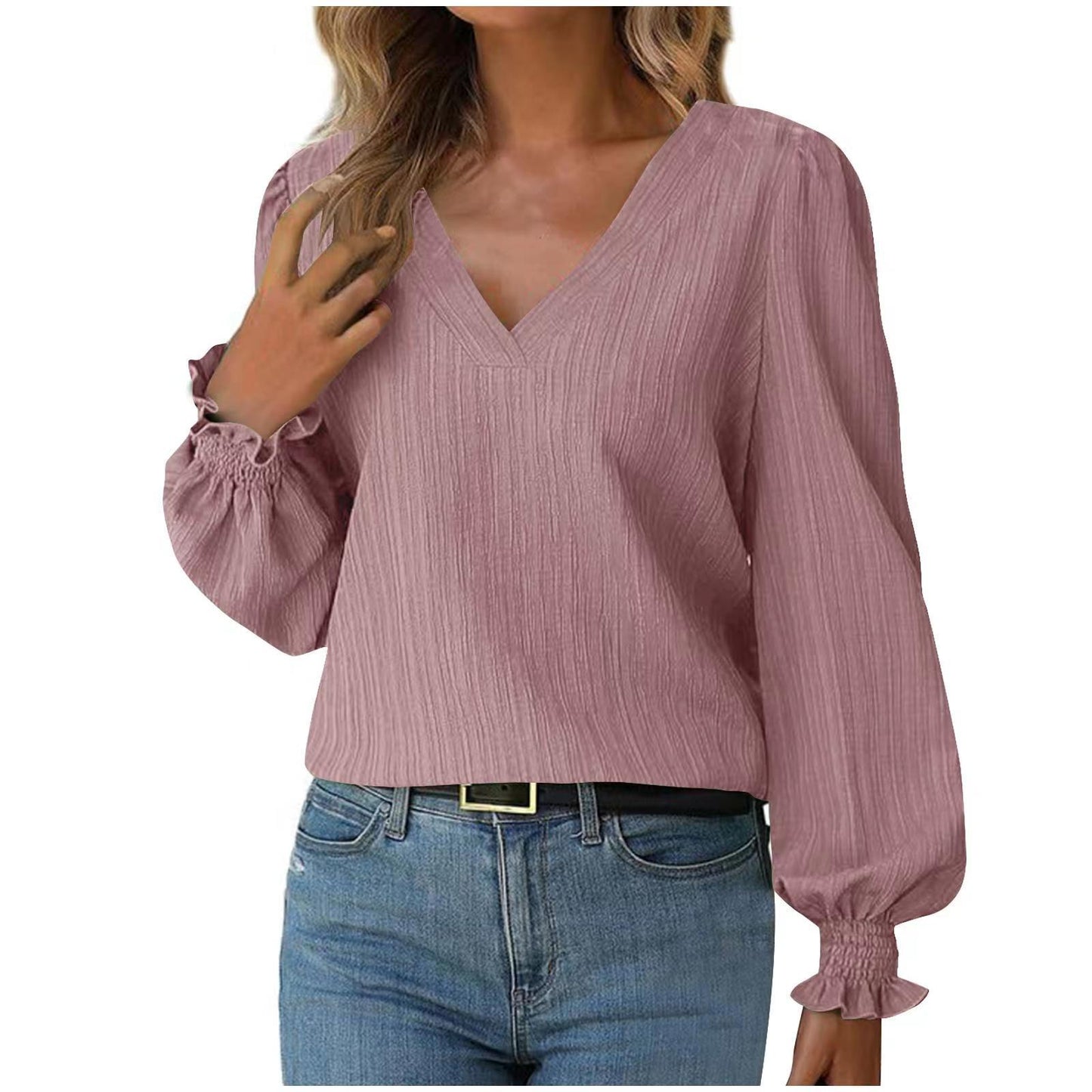 Women's Autumn Minimalist Long Sleeve Solid Color Blouse
