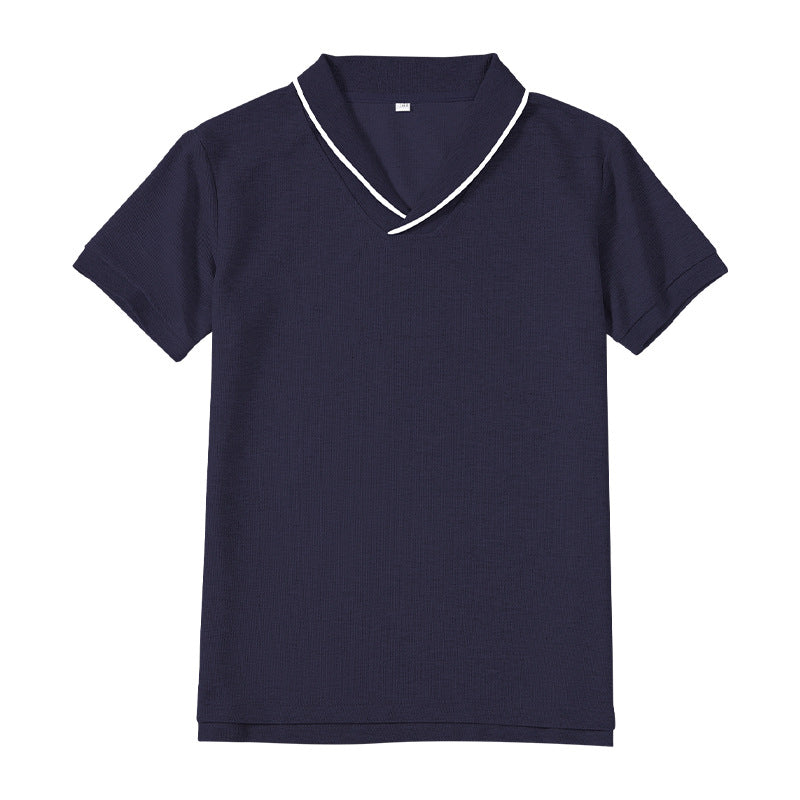 Secondary School Uniform Green Collar Boys Short Sleeve Undershirt Cotton Children's T-shirt