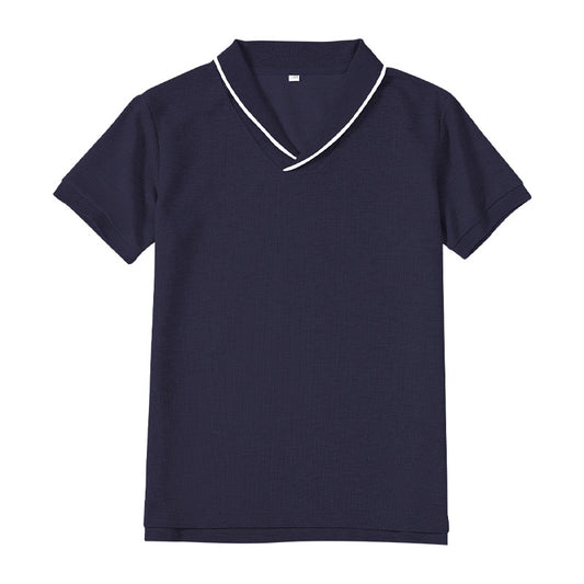 Secondary School Uniform Green Collar Boys Short Sleeve Undershirt Cotton Children's T-shirt