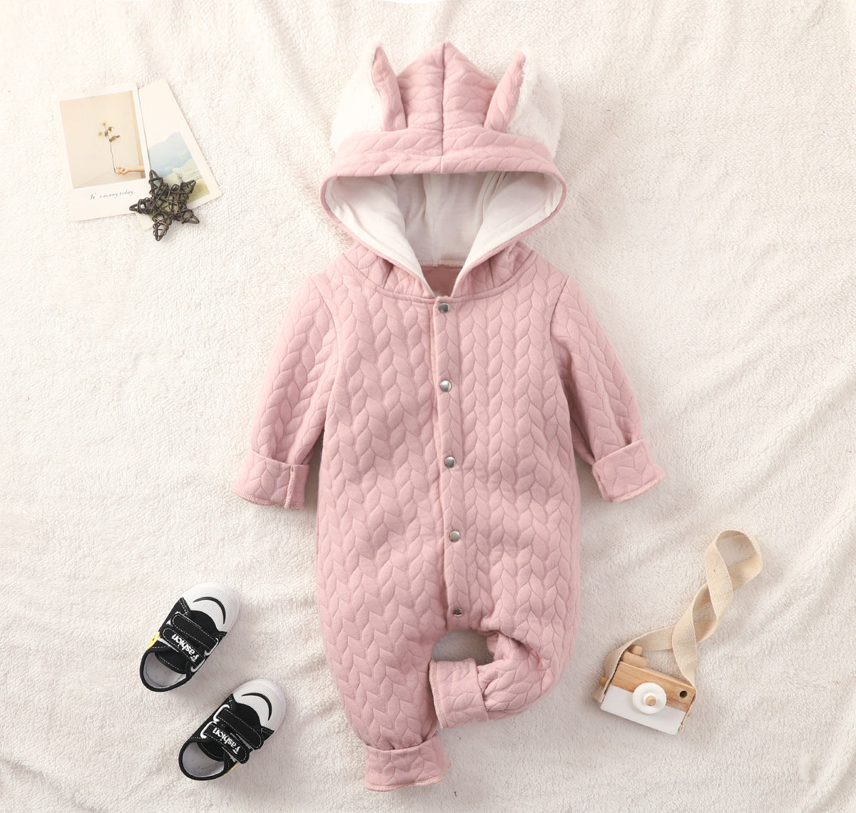Love Romper Year Old Bowknot Zipper Sweater Strawberry Jumpsuit, Climbing Suit