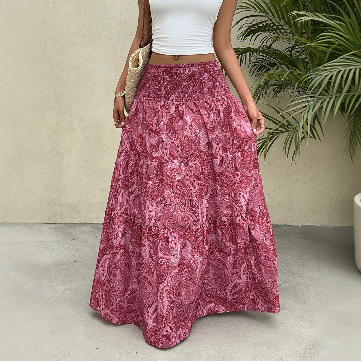 Women's Floral Loose Dress Summer Mid-length Temperament Skirts