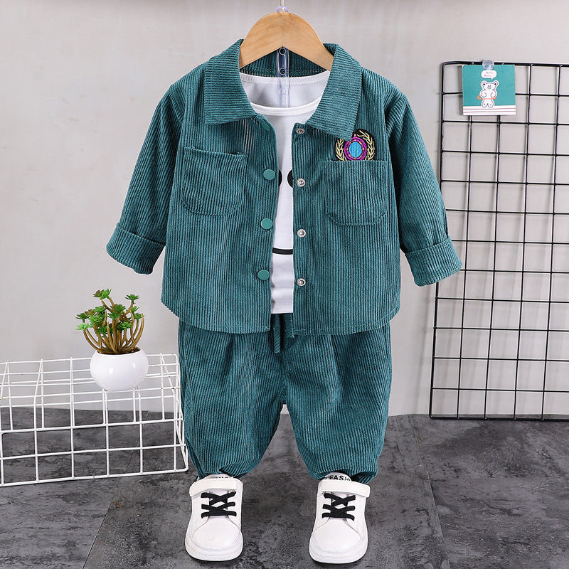 Children's Spring Korean Style Handsome Western Corduroy Long Sleeve Children's Suit
