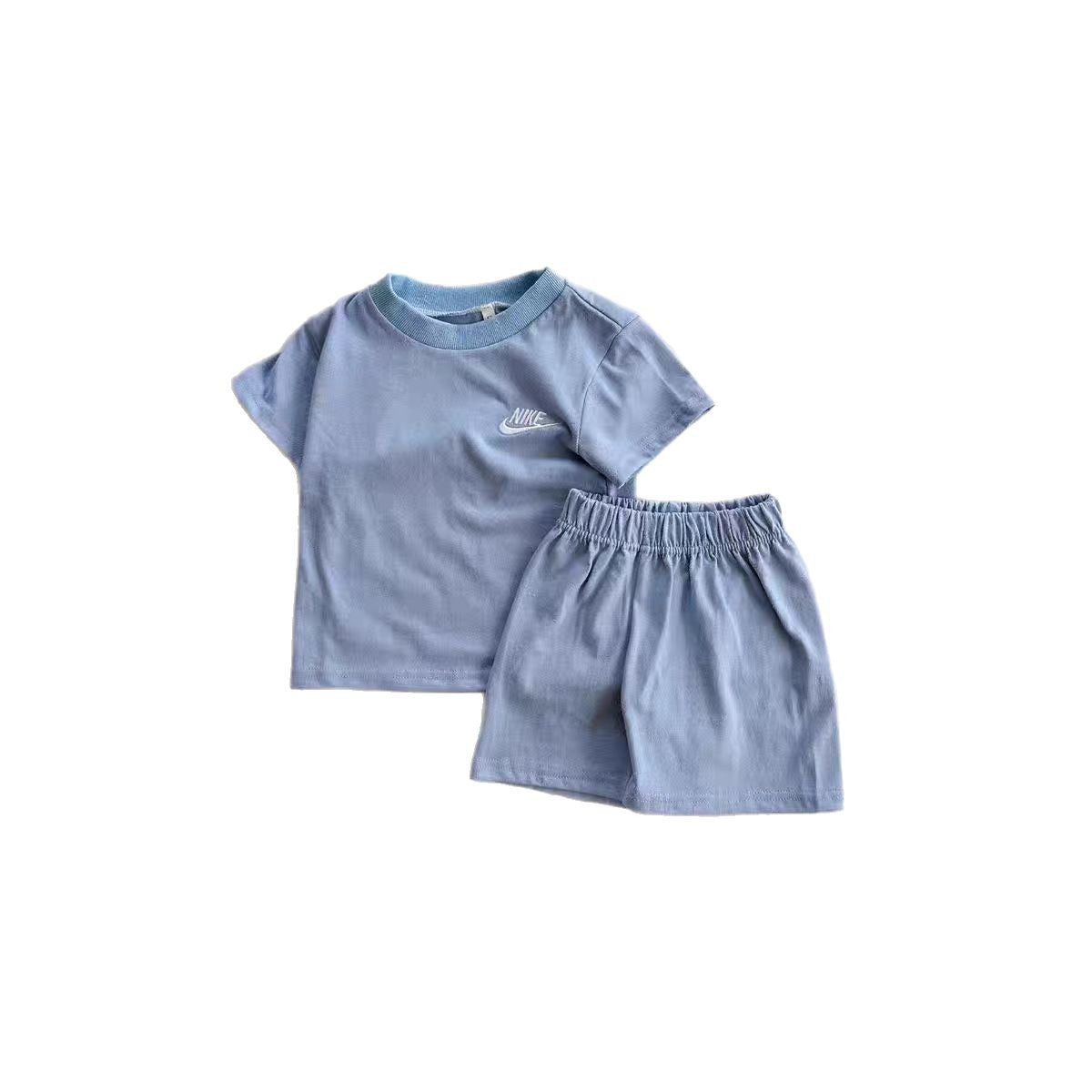 Children's Summer Short-sleeved Shorts Casual Sports Style Embroidered T-shirt Two-piece Fashion Children's Suit