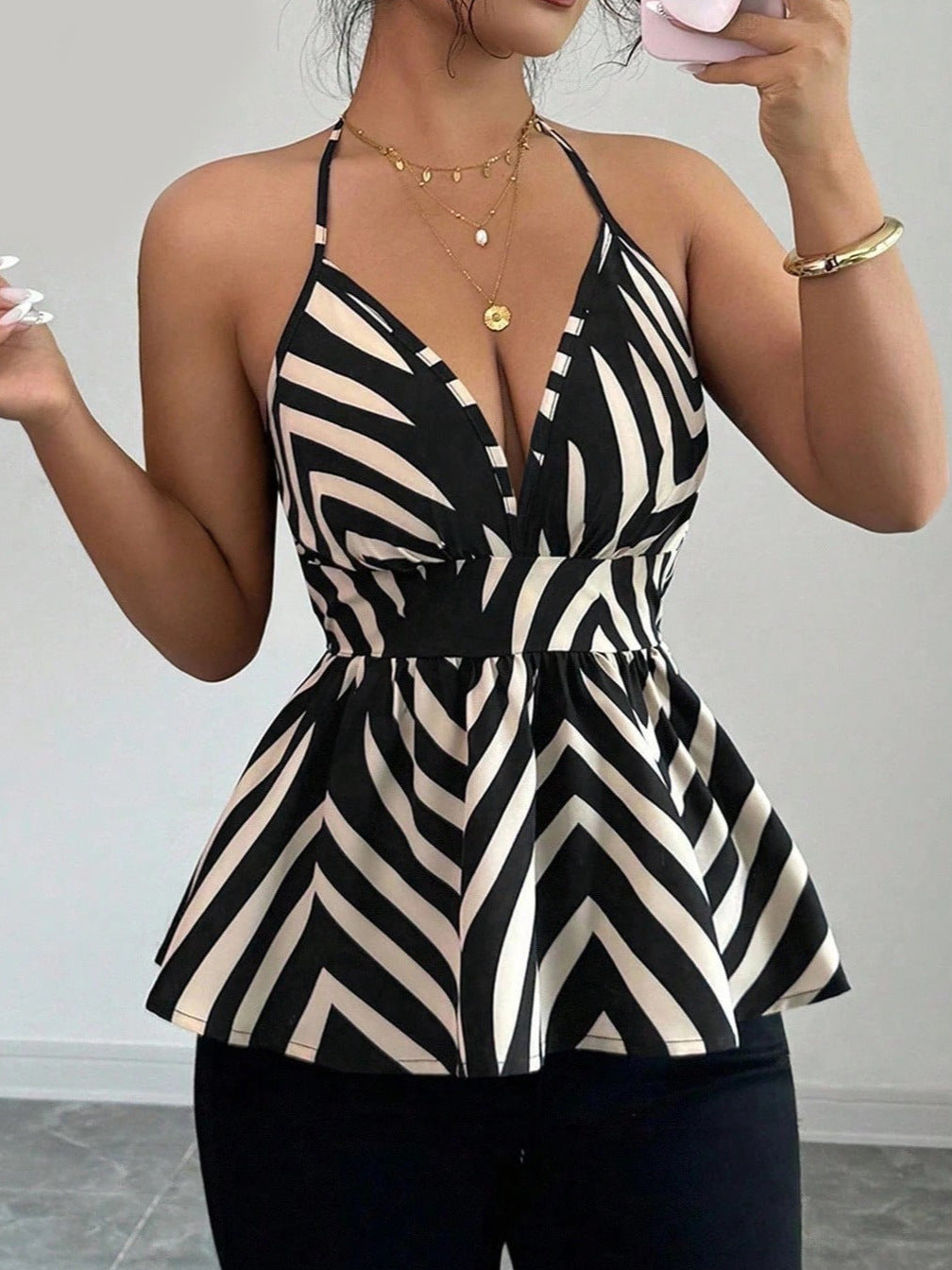 Women's Elegant Spaghetti Strap Front A- Line Pleated Sling Backless Small Vest/suspenders/tube Top