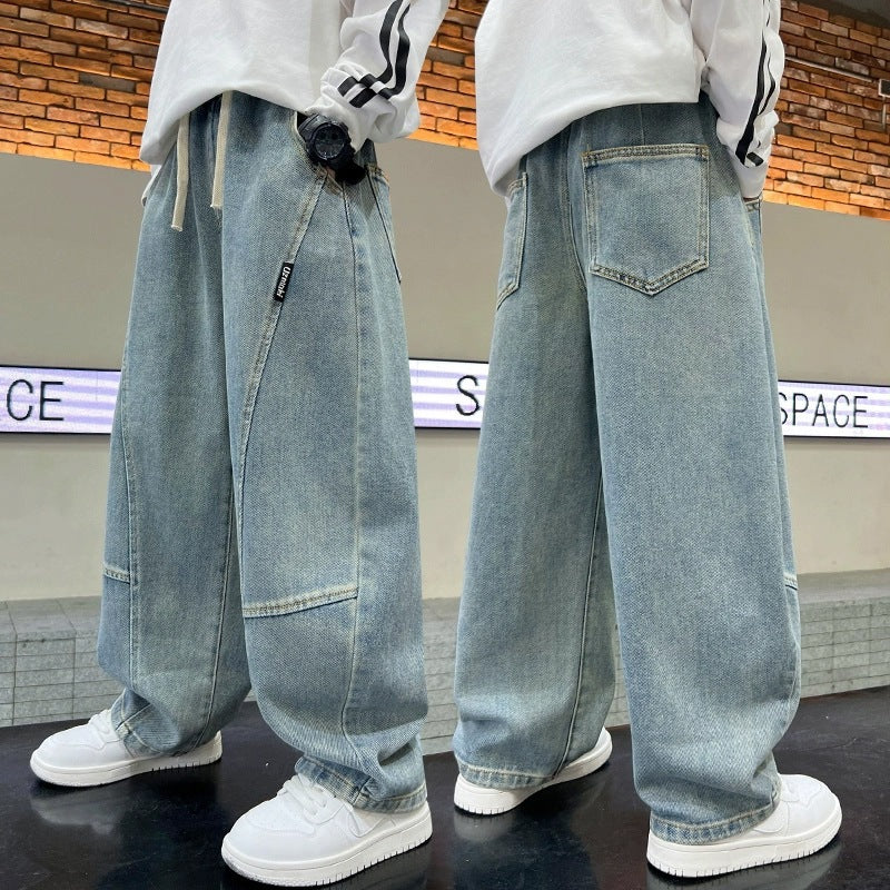 Children's Medium Large Sickle Boys Handsome Loose Children's Pants