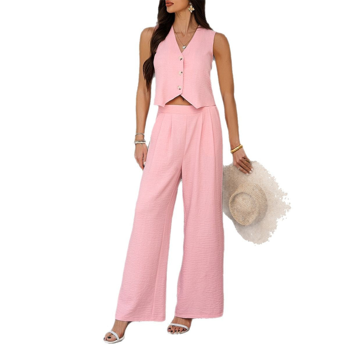 Commute Vacation Style Solid Color Wide Fashion Casual Suit