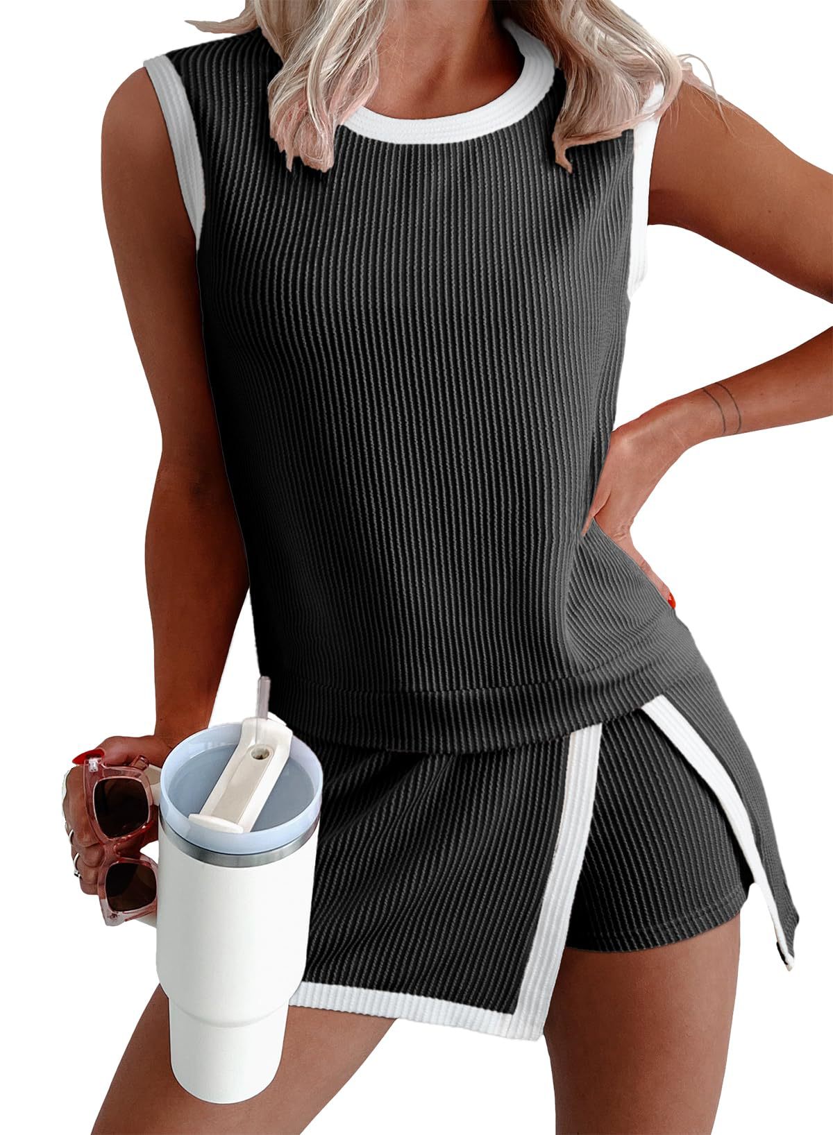 Women's Summer Set Short-sleeved T-shirt Two Pieces Shorts