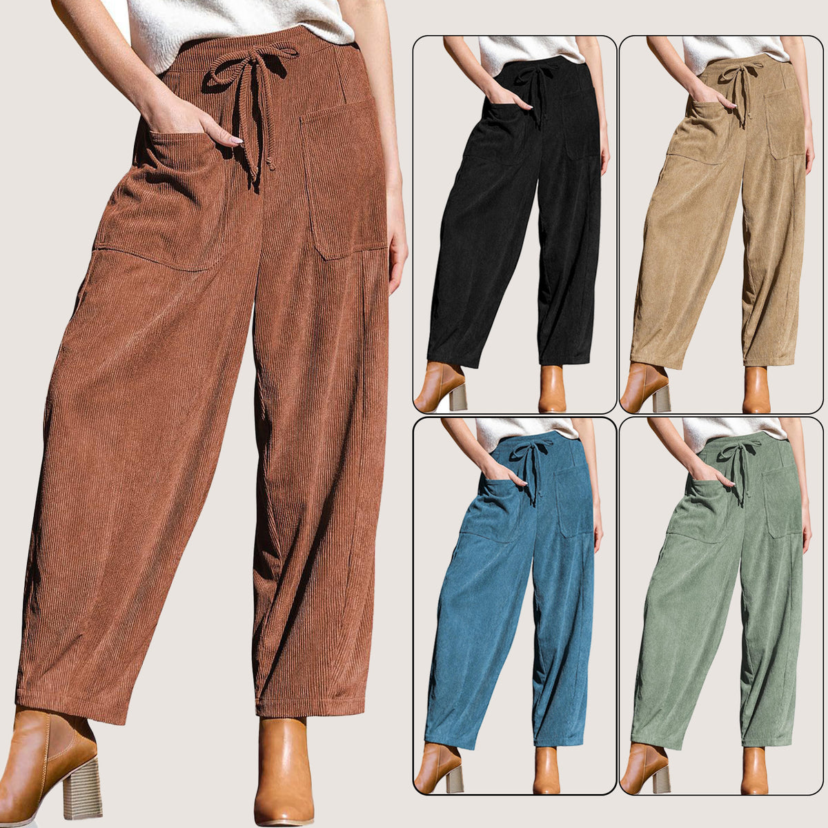Women's Corduroy Slimming Harem Wide Leg Casual Pants