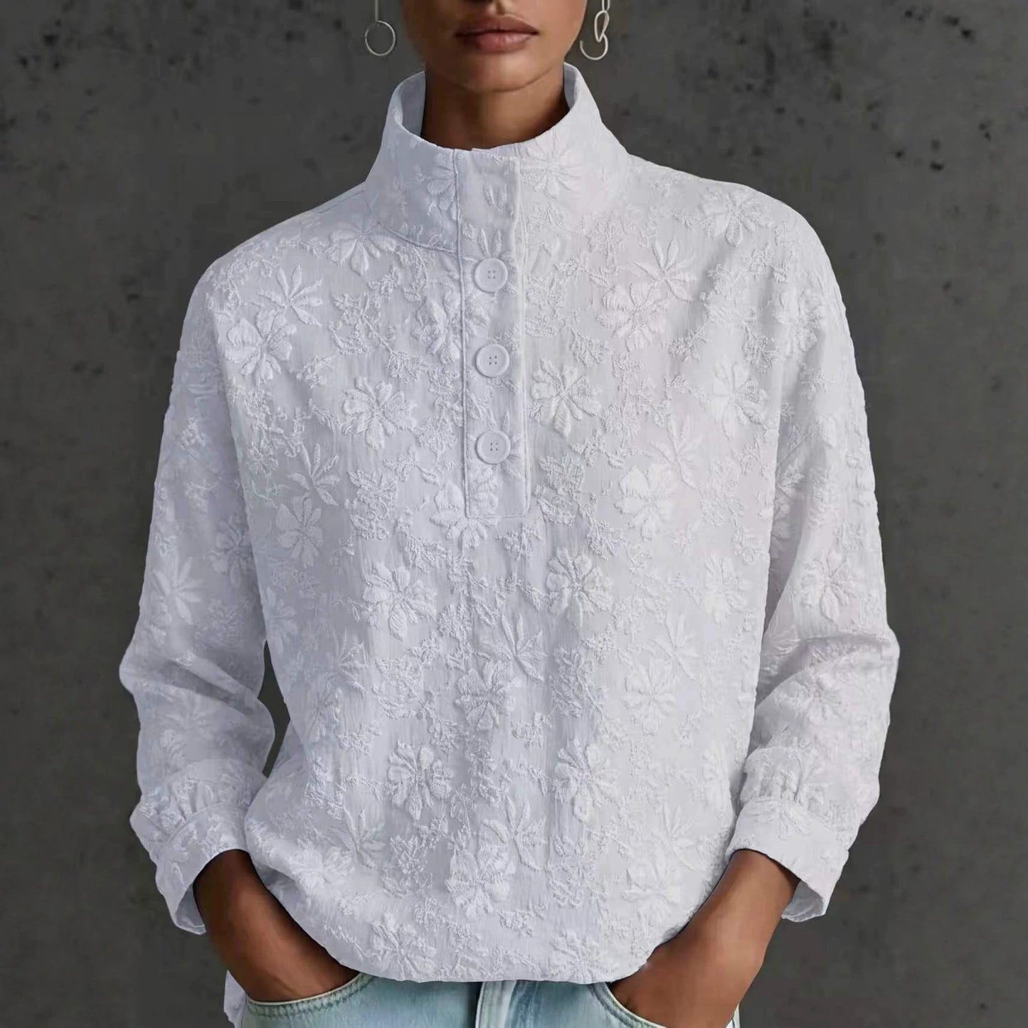 Casual Versatile Stand Collar Half Headgear Women's T-shirt