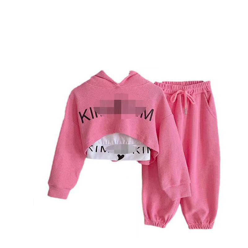 Children's Medium Large Long Sleeve Hooded Sweater Casual Pants Fashionable Children's Suit