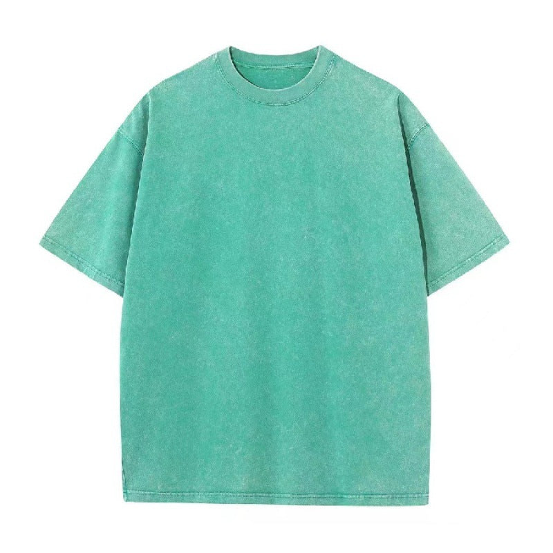 Women's & Men's Summer Fashion Waxed Washed Old Short-sleeved Large Size T-shirt