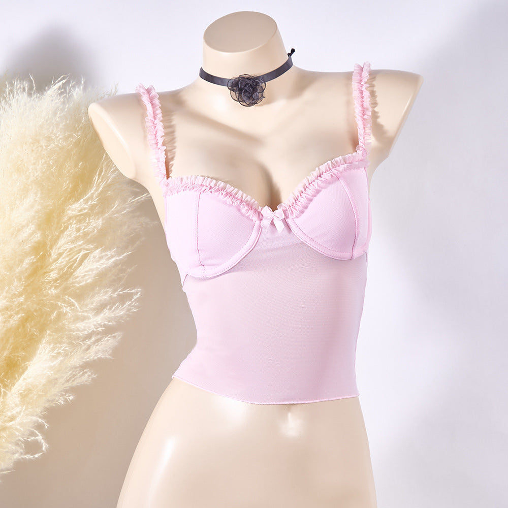 Sexy Lace Camisole Summer Vacation Bottoming Steel Small Vest/suspenders/tube Top