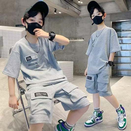 Children's Boys Summer Sports Middle Big Thin Cool Handsome Children's Suit