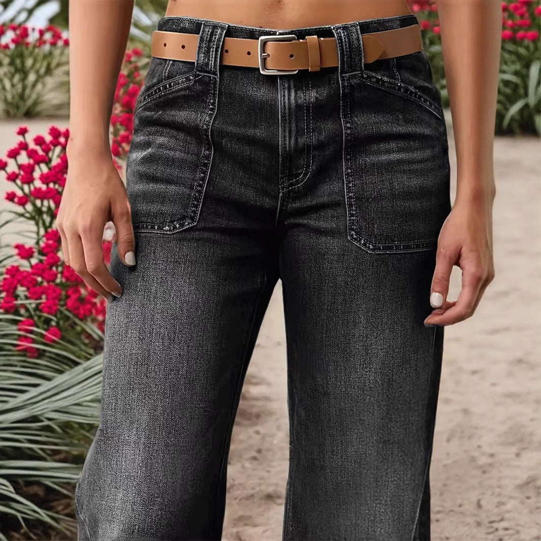 Graceful Women's Slimming Wide Leg Temperament Women's Jeans