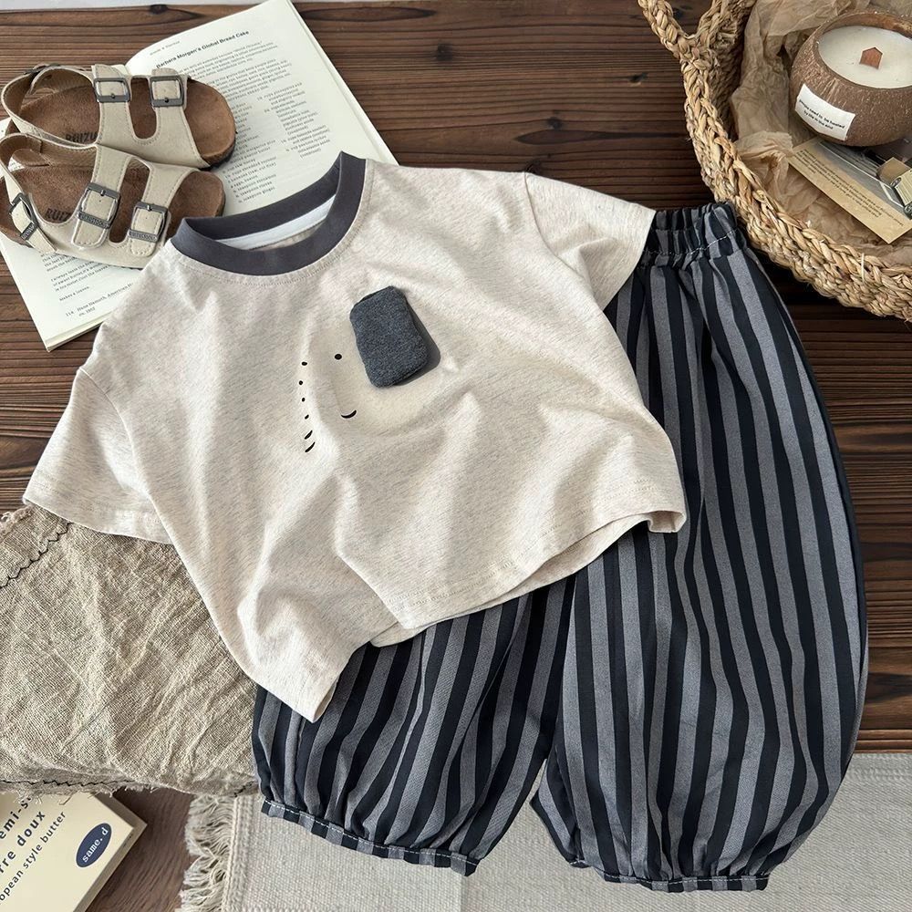 Children's Summer Short Sleeve T-shirt Western Style Children's Suit