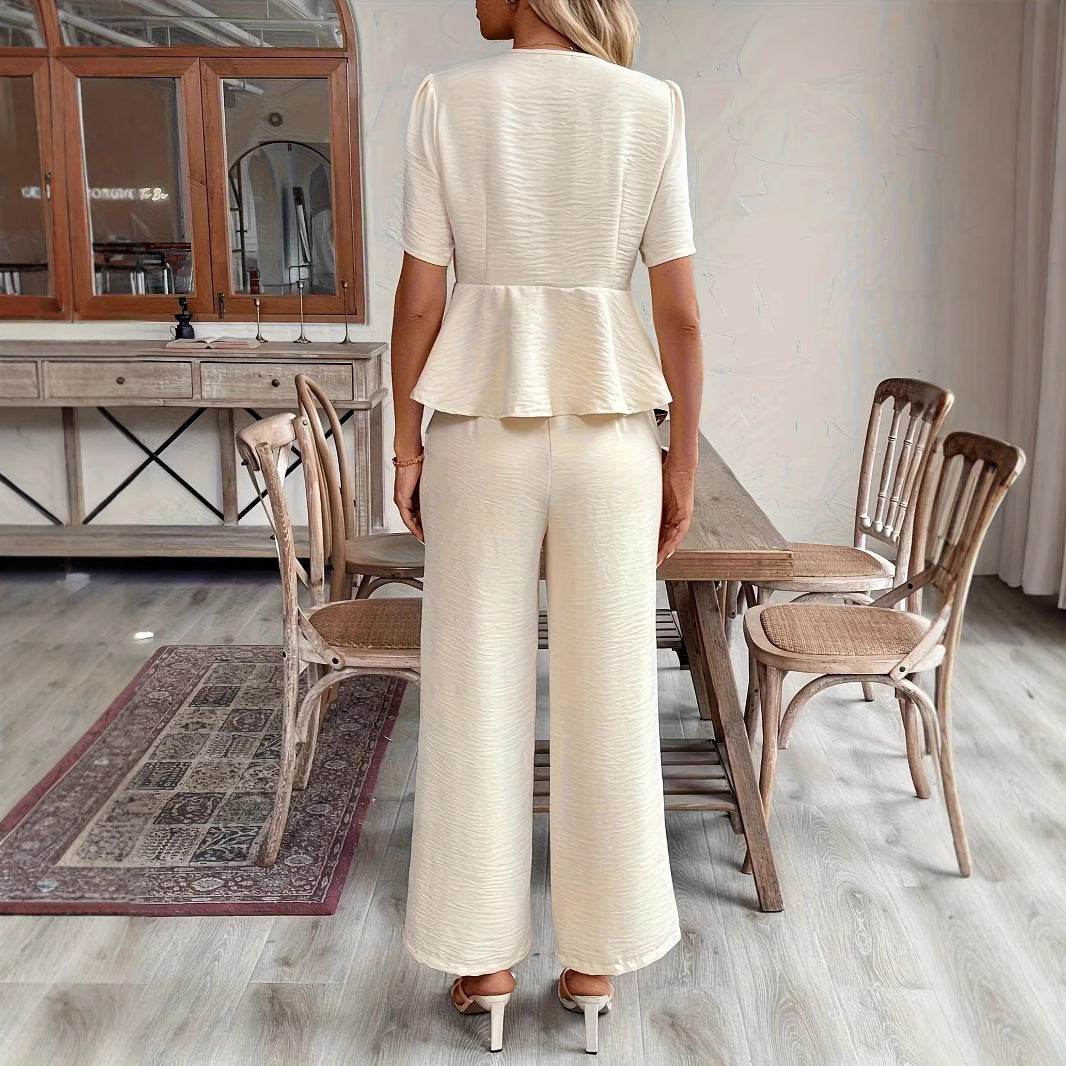 Charming Women's Button Sleeve Loose Trousers Shorts