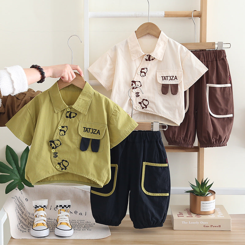 Children's Summer Clothing Tide Boys Casual Short-sleeved Children's Suit