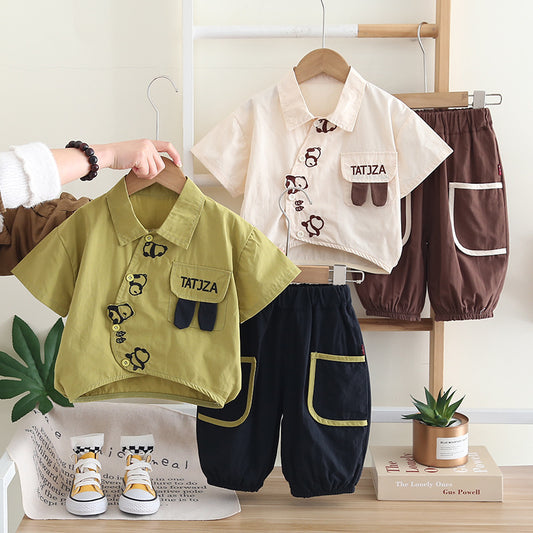 Children's Summer Clothing Tide Boys Casual Short-sleeved Children's Suit