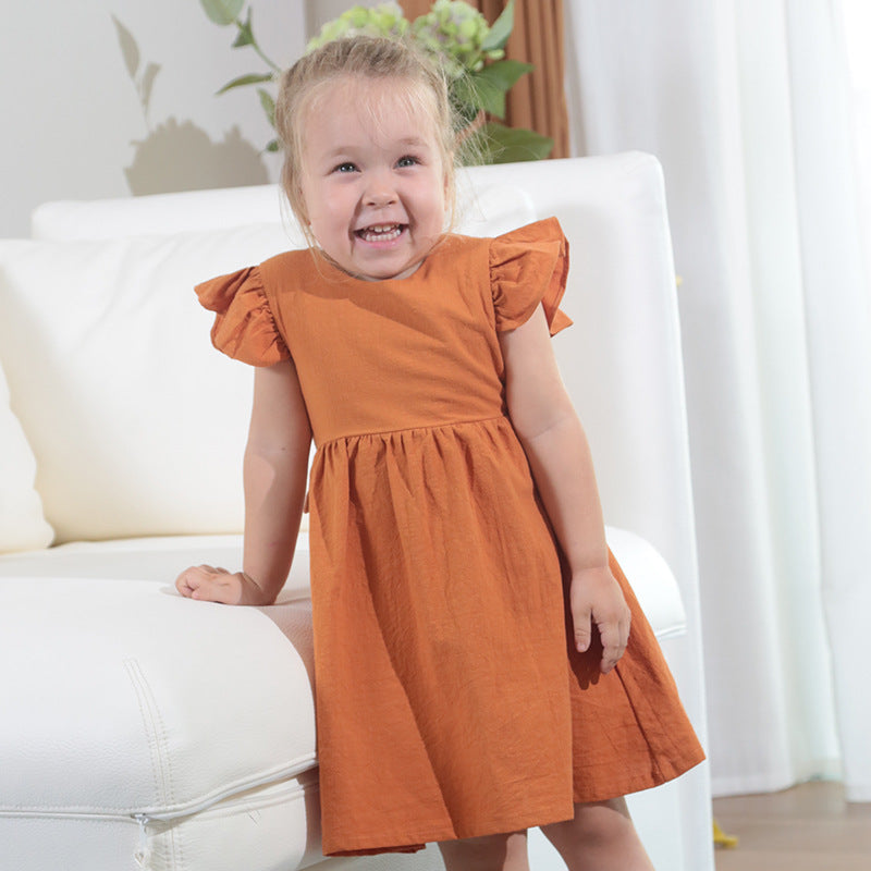 Cotton Class Blue High Quality Little Thin Type Children's Dress