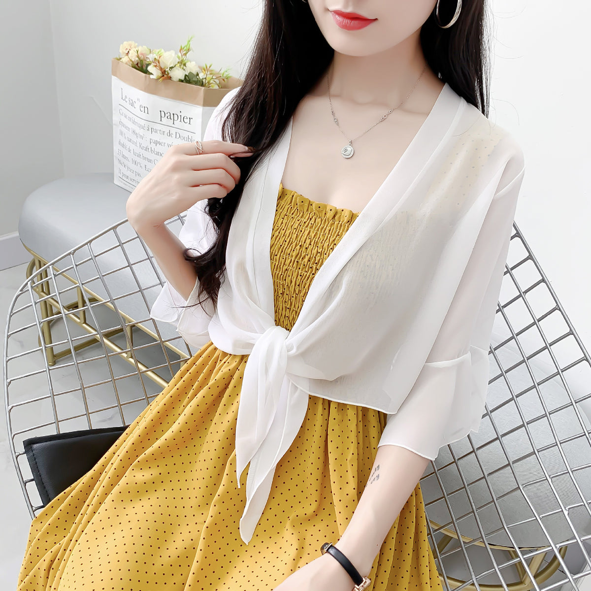Women's Cape Small Sun Protection Tulle Sling Lace Shirt, Chiffon Shirt