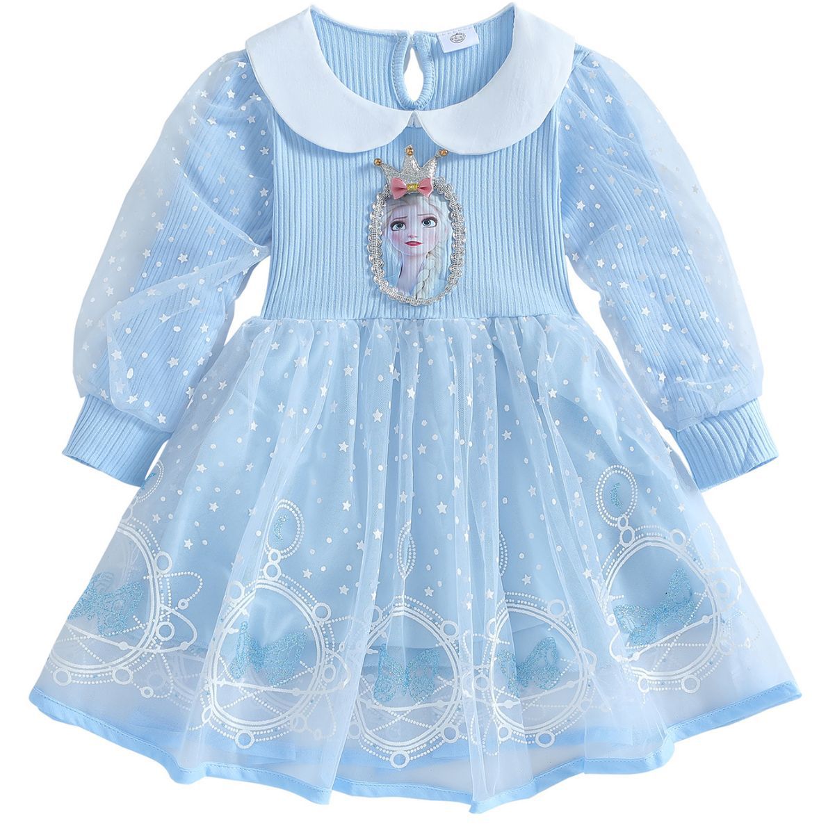 Children's Princess Elsa Dresses Long Sleeve Korean Style Skirt Children's Dress