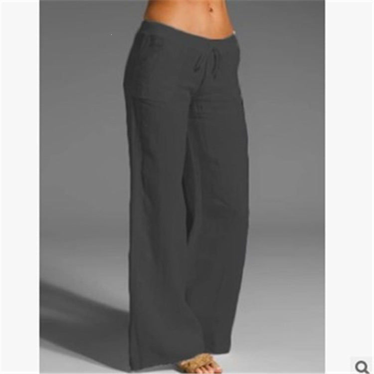 Women's High Waist Wide Leg Cotton Linen Casual Pants