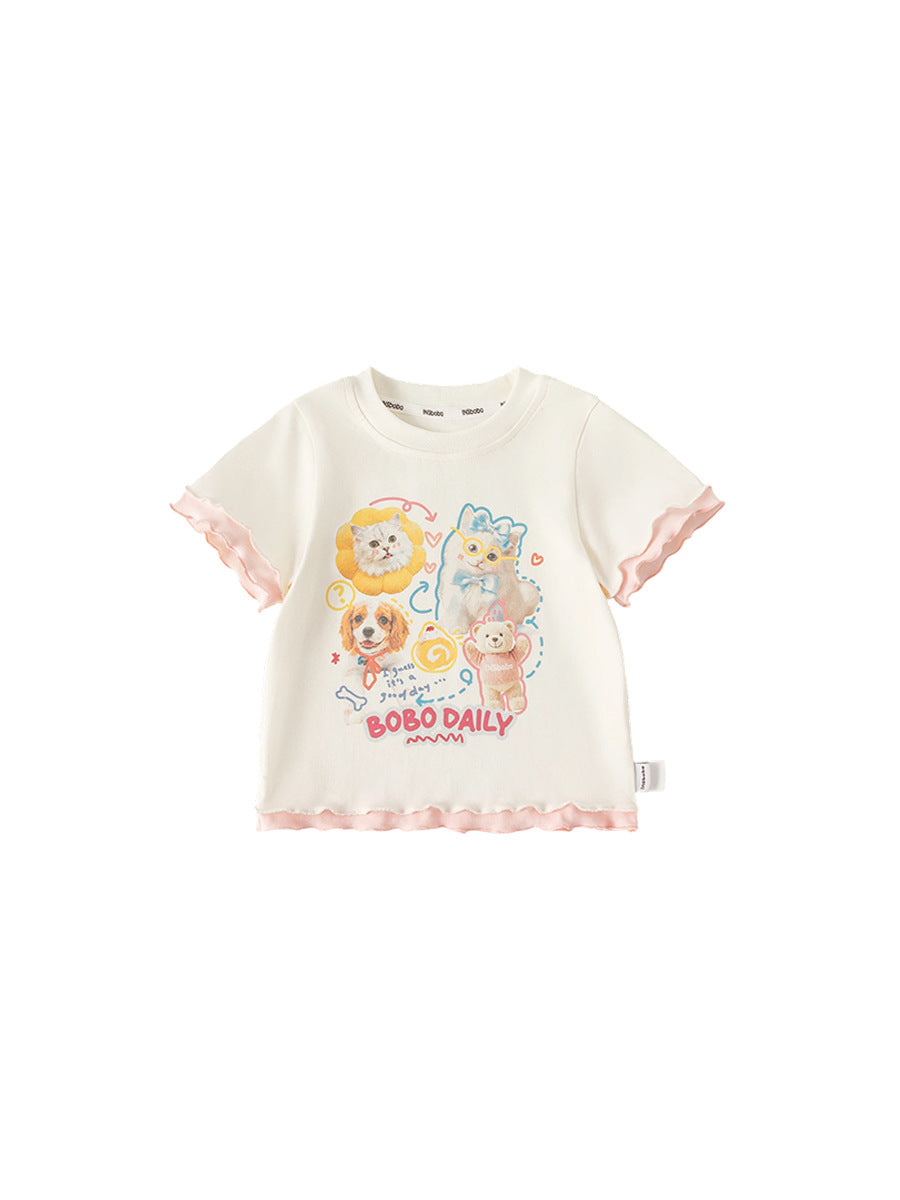 Children's Shirt Trendy Fake Two Pieces Summer Short Sleeve Children's T-shirt