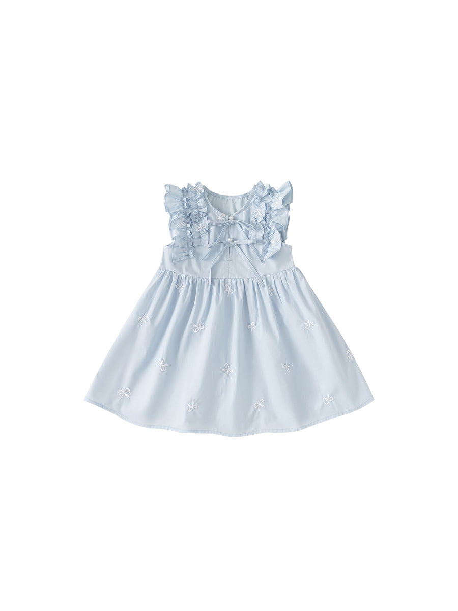 Children's Clothing Bow Floral Summer Skirt Vest Children's Dress