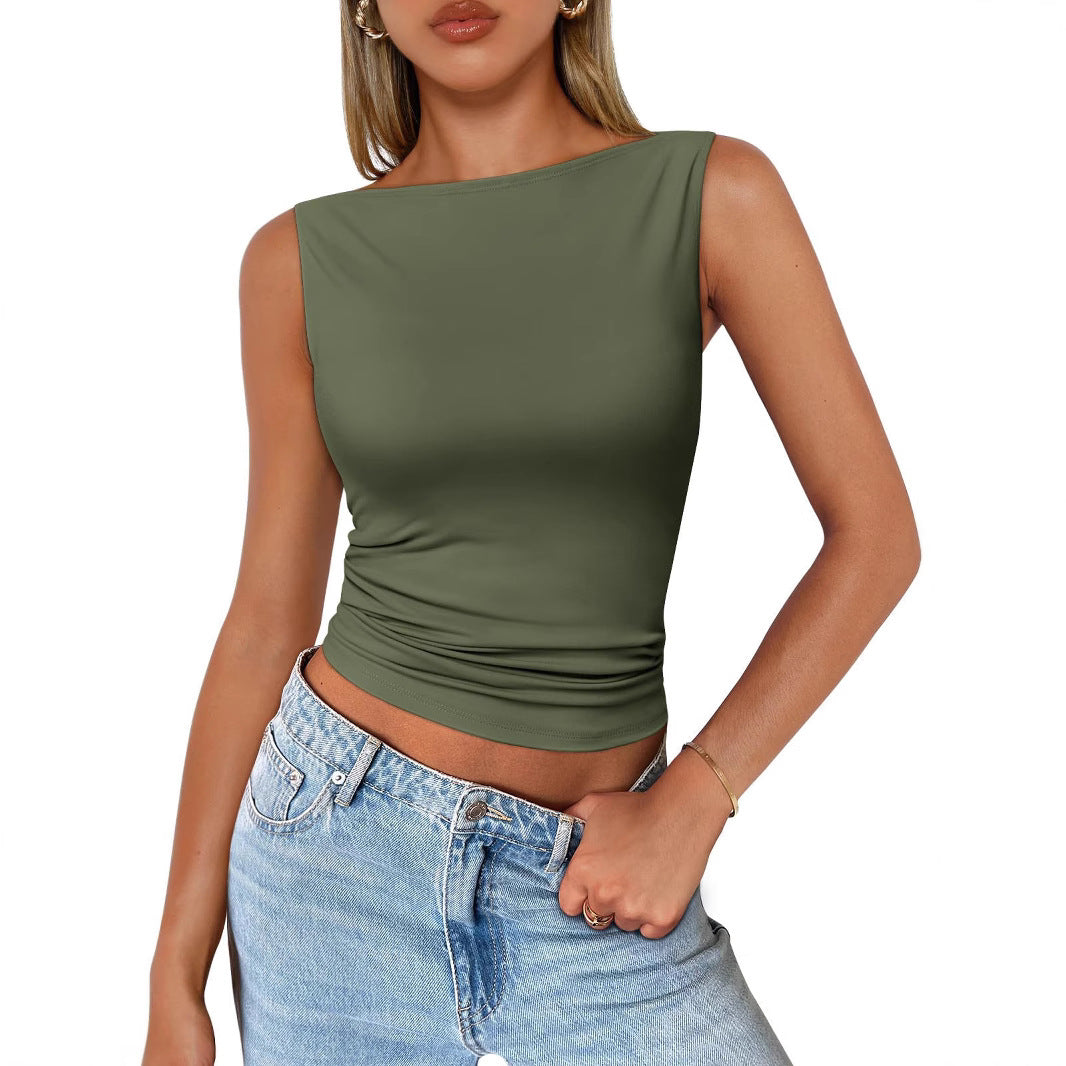 Women's Sleeveless Hot Slim Fit Inner Wear Fashion Women's T-shirt