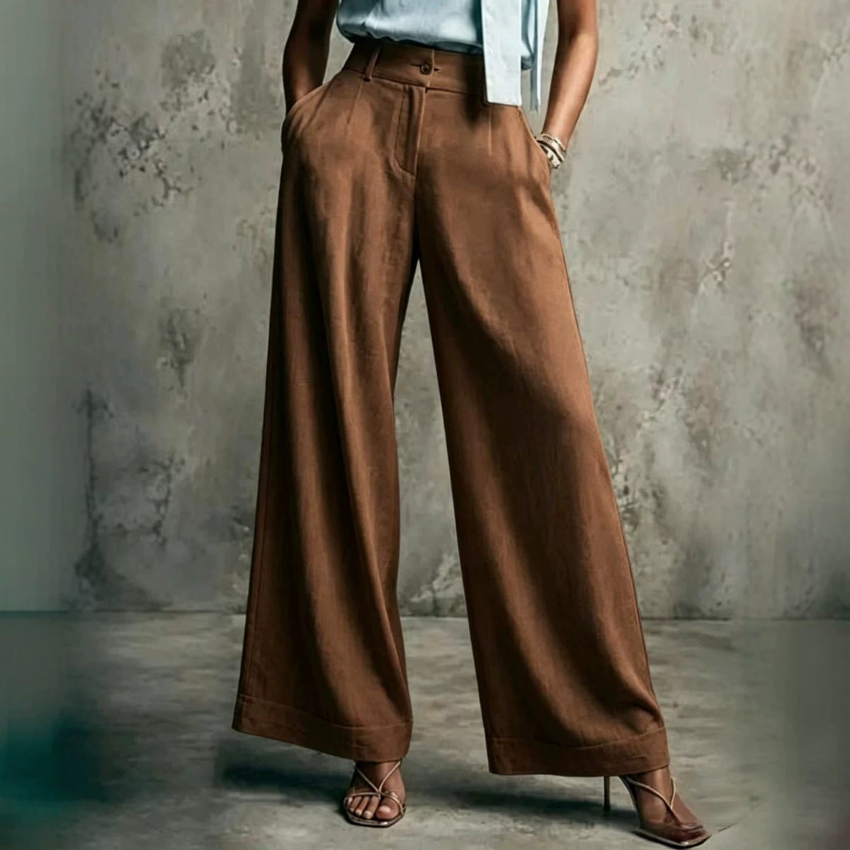 Women's Solid Color Wide Leg High Waist Loose Casual Pants