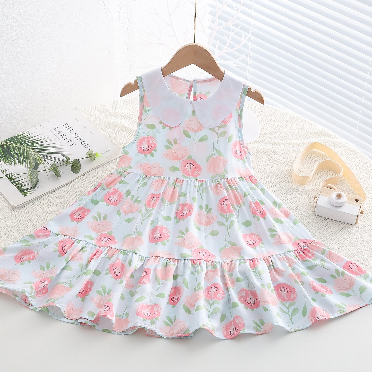 Children's Poplin Summer Artificial Cotton Skirt Medium Children's Dress