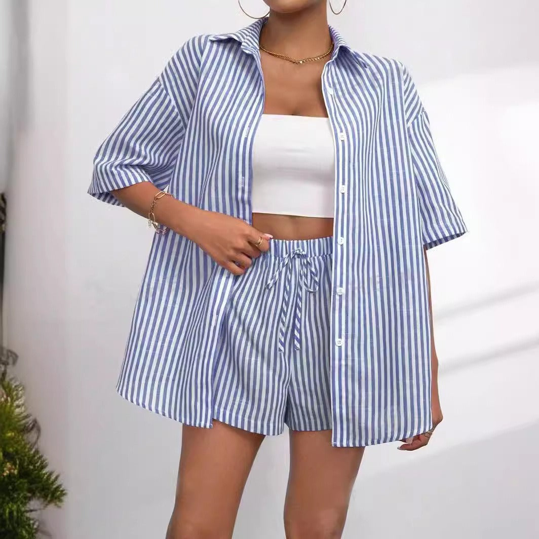 Source Lapel Striped Shirt Sleeve Two Suits