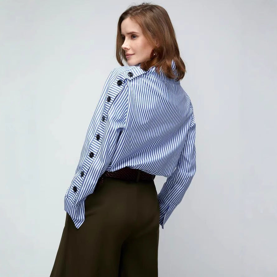 Casual Thin Long Sleeve Lapel Single Breasted Blouse