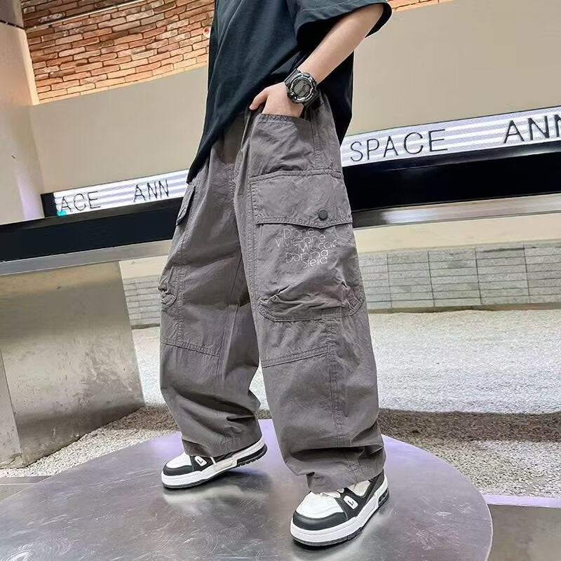 Children's Thin Overalls Loose Trousers Medium Large Handsome Children's Pants