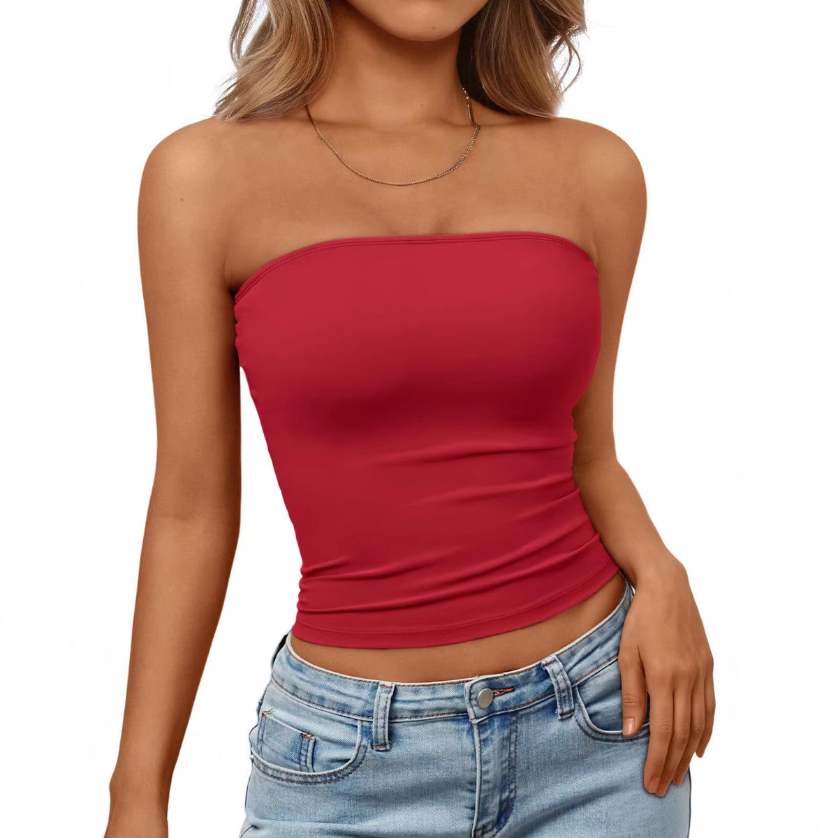 Women's Summer Basic Solid Color Backless Sleeveless Small Vest/suspenders/tube Top