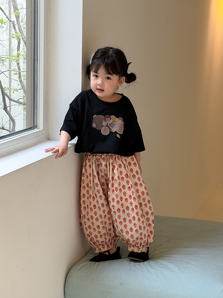 Children's Clothing Summer Korean Style Floral Bloomers Anti Mosquito Children's Pants